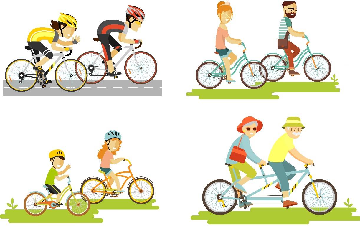 Set of cyclist different styles