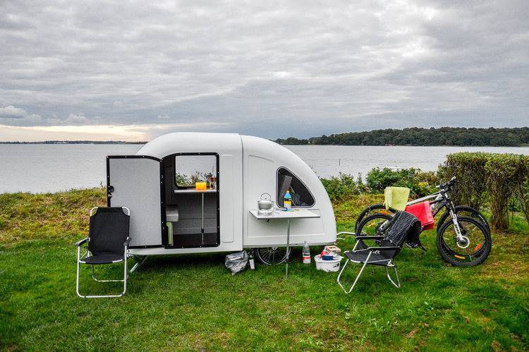 Wide Path trailer on campside at lake wi