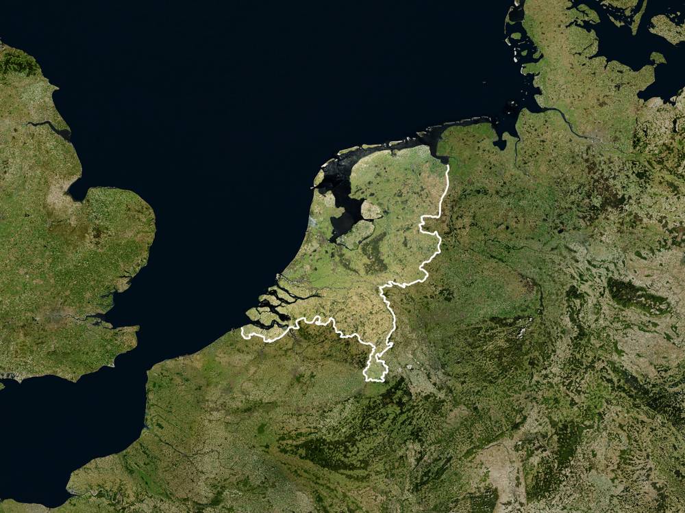 Satellite image of the Netherlands with