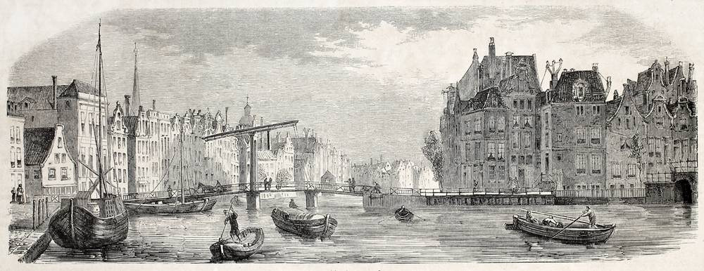 Old view of Rokin channel, Amsterdam