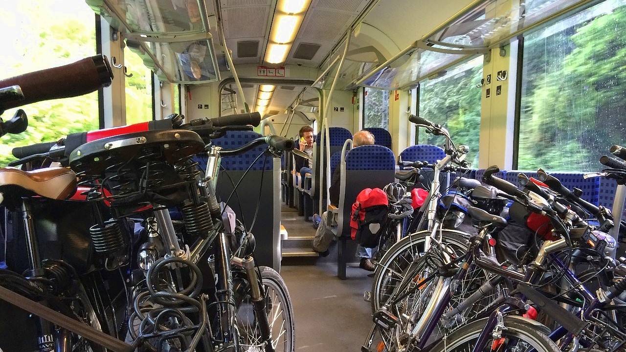 Bikes in train Netherlands